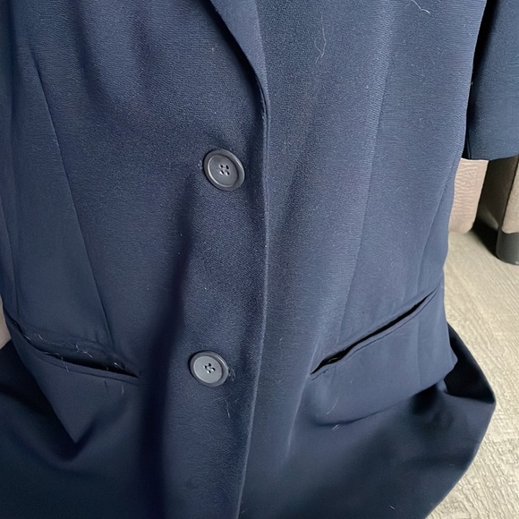 VILLAGER A LIZ CLAIBORNE COMPANY Navy Blue Short Sleeve Blazer Jacket Size 14 - Picture 2 of 7